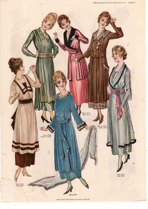 kittyinva: “ Kittyinva: November, 1917 fashion plate from “The Delineator” ” 1917 Fashion, 1915 Fashion, 1918 Fashion, 10s Fashion, Fashion 1910, Patron Vintage, Conservative Fashion, 1910s Fashion, Fashion Illustration Vintage