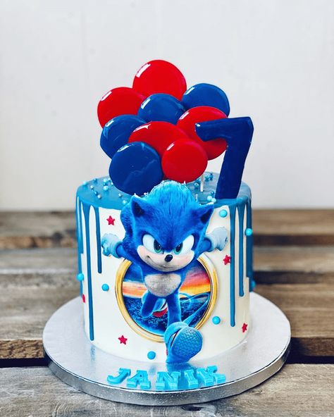 Sonic Cake Design Images (Sonic Birthday Cake Ideas) How To Make A Sonic The Hedgehog Cake, Simple Sonic Birthday Cake, Sonic Bday Cake, Birthday Cake 10 Boy, Sonic Birthday Cake Ideas, Simple Sonic Cake, Sonic Birthday Cake Boys, Sonic The Hedgehog Birthday Party Cake, Birthday Cake Sonic