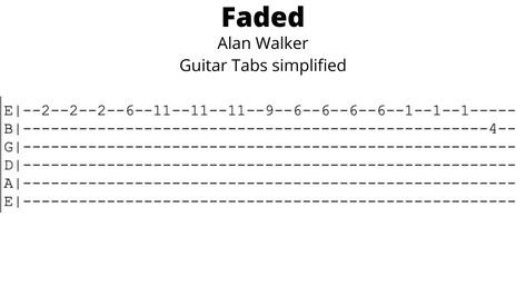 Faded Guitar Tab, Easy Guitar Tabs Songs Pop, Electric Guitar Tabs Songs For Beginners, Simple Guitar Tabs, Electric Guitar Tabs Songs, Guitar Tabs Songs Acoustic, Easy Guitar Tabs Songs, Akordy Na Ukulele, Guitar Tabs Acoustic