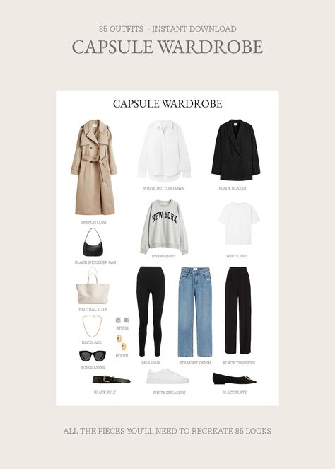 The ultimate capsule wardrobe for winter to spring style. This capsule wardrobe will work great for anyone trying to get the most out of their closet. There are 85 outfits that can be created. There are so many ways to use this capsule wardrobe. You can use within your notes app or you can use with Fall Minimalist Outfit 2023, Call Capsule Wardrobe 2023, Minimalist Fashion Summer 2023, Capsule Wardrobe Ideas Inspiration, Simple Wardrobe Minimalist, Chic Capsule Wardrobe 2023, Classic Capsule Wardrobe 2023, Minimalistic Wardrobe Women, Clean Girl Capsule Wardrobe