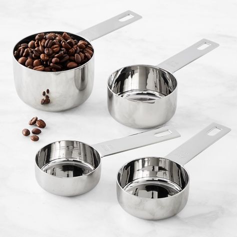 Williams Sonoma Stainless Steel Measuring Cups & Spoons Stainless Steel Measuring Cups, Measuring Cups And Spoons, Measuring Cups & Spoons, Measuring Cups Set, Baking Set, Cups Set, Stainless Steel Cups, Spice Jars, Serving Spoons