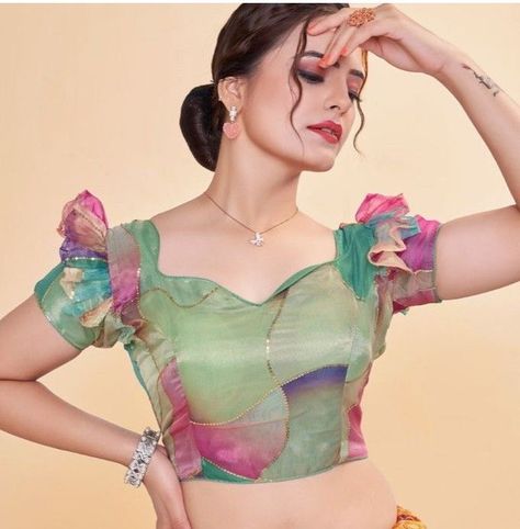 Organza Blouse Design, Organza Blouse Designs, Ruffle Blouse Designs, Plain Blouse Designs, 50 Blouse Designs, Netted Blouse Designs, Blouse Designs High Neck, New Saree Blouse Designs, Traditional Blouse Designs