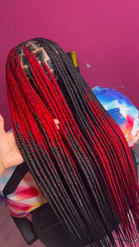 Color Braids, Red Box Braids, Ombre Braid, Colored Braids, Feed In Braids Hairstyles, Single Braids, Pin Search, Box Braids Hairstyles For Black Women, Cute Box Braids Hairstyles