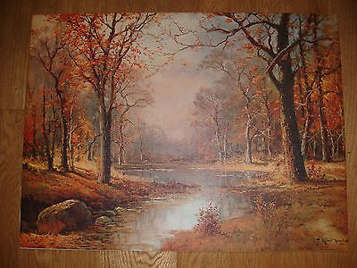 ORIGINAL OCTOBER MORNING WOOD 1956 60cmx45cm print N 59 by Robert Wood VGC Robert Wood Paintings, Autumn Landscapes, Wood Paintings, Robert Wood, Wood Artist, British Artist, Pictures To Paint, Tree Art, Vintage Frames