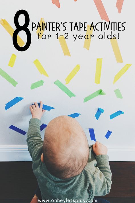 Activities For 1-2, 1-2 Year Crafts, Math Activities For Babies, Painter Tape Activities, Toddler Tape Activity, Tape Activities For Preschool, Early Years Activities 1-2, Painters Tape Toddler Activities, Baby Activities 1-2 Year