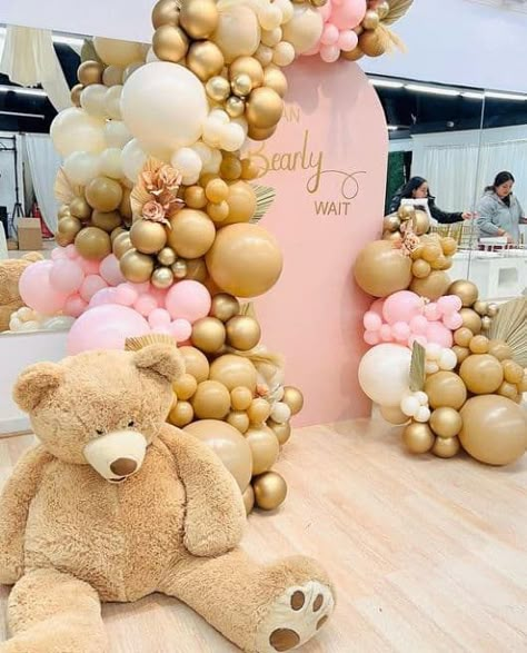 Teddy Bear Baby Shower Ideas, Bear Baby Shower Ideas, Pink Bear Baby Shower, Teddy Bear Baby Shower Theme, Gender Reveal Baby Shower Themes, Baby Shower Decorations Neutral, Bear Baby Shower Theme, Baby Shower Dessert Table, Baby Shower Theme Decorations