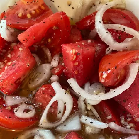 Basque Tomato Salad Recipe | Allrecipes Basque Marinade Recipe, Basque Salad Dressing, Spanish Tomato Salad, Basque Salad, Basque Garlic Salad Dressing, Basque Soup Recipe, Basque Soup, Tomato Onion Basil Salad, Carabbas Tomato Basil Soup