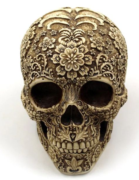 Halloween Resin Skull Home Decoration Skull Ornaments, Skeleton Craft, Skeleton Flower, Skull Model, Skull Statue, Resin Skull, Resin Ornaments, Vintage Sculpture, Flower Sculptures