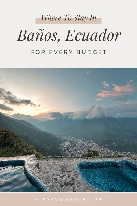 The best places to stay in Baños, the adventure capital of Ecuador (options for every budget!) Ecuador Travel, Galapagos Islands, Amazon Rainforest, South America Travel, Travel Inspo, America Travel, Travel Bucket, Travel Bucket List, Hot Springs