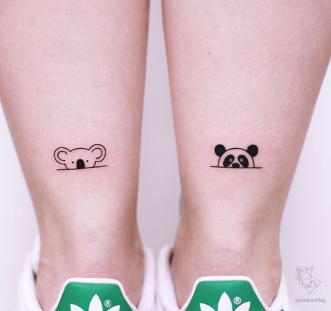 bear pair Koala Tattoo, Cute Animal Tattoos, Tato Henna, Panda Tattoo, Muster Tattoos, Bff Tattoos, Friendship Tattoos, Most Popular Tattoos, Cool Small Tattoos