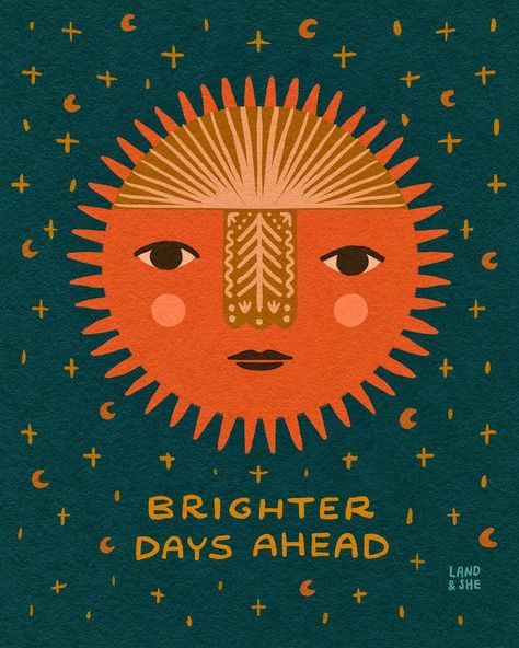 Land & She’s Instagram photo: “Brighter days ahead 💫✨ #solstice . . #sun #space #process #procreate #landandshe #illustration #truegrittexturesupply” Solstice Illustration, Sun Space, Brighter Days, True Grit, Sun Art, Painted Pots, Graphic Design, Sun, Instagram Photo