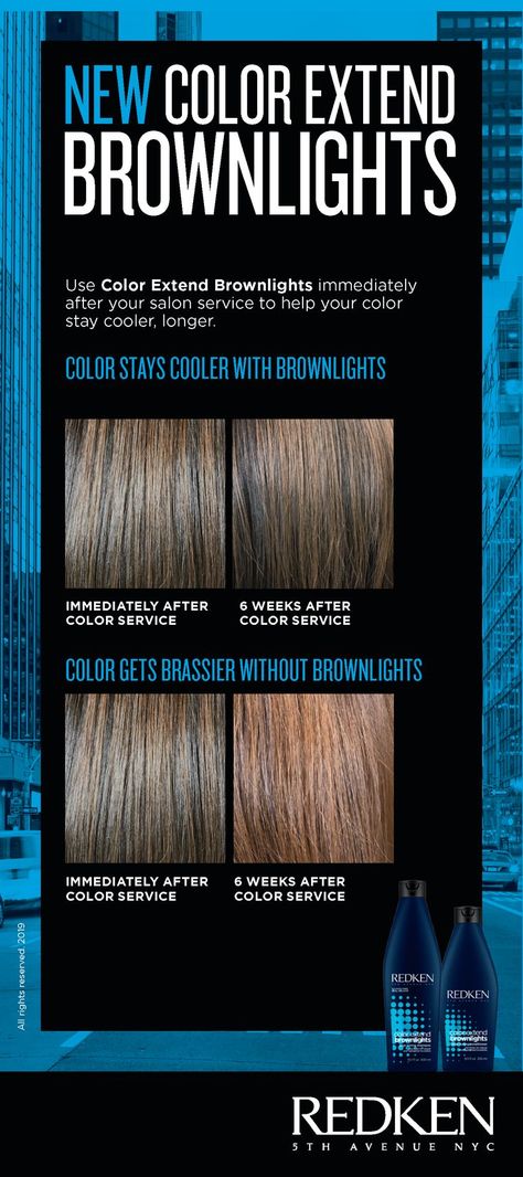 Blue Shampoo and Conditioner - Color Extend Brownlights | Redken, Blue toning shampoo, Shampoo Blue Toned Brown Hair, Blue Shampoo Before And After, Blue Shampoo Before And After Brunettes, Natural Brunette Hair, Blue Shampoo, Natural Brunette, Strengthening Hair, Blue Pigment, Toning Shampoo