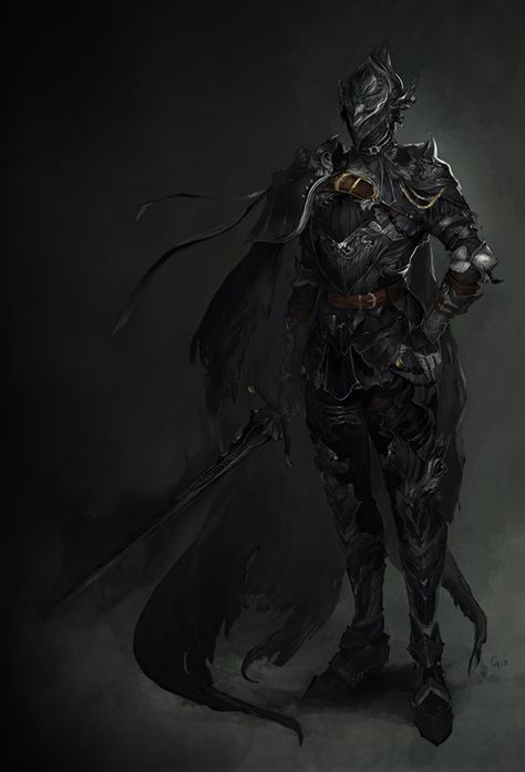 dark knight Dnd Black Knight, Black Knight Female, Dark Knight Dnd, Female Dark Knight, Raven Knight, Dark Fantasy Knight, Gothic Knight, Shadow Knight, Dark Paladin