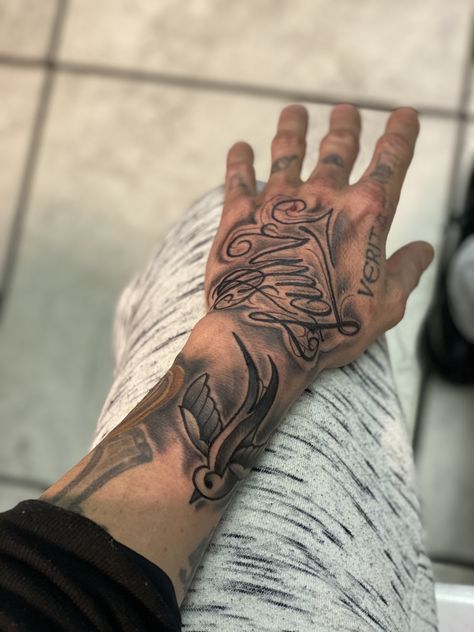 Faith Faith Tattoo Hand, Faith Men Tattoo, Faith Hand Tattoos For Women, Faith Over Fear Wrist Tattoo, Faith Over Fear Tattoo For Women Forearm, Polynesian Tattoo, Hand Tattoos, Tattoos For Guys, Tattoos