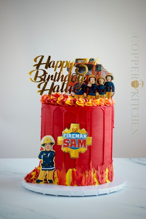 Fireman 3rd Birthday Cake, Fireman Theme Cake, Fireman Cake Ideas, Fire Engine Birthday Cake, Fireman Sam Cake Topper, Fireman Birthday Cake, Firetruck Birthday Cake, Mr Bean Cake, Cake Fireman