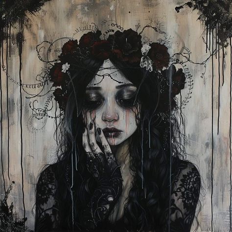 Ethereal Art Dark Aesthetic, Goth Princess Aesthetic, Skeletons Wallpaper, Goth Princess, Raven Art, Room Stuff, Shadow Art, Goth Art, Dark Art Illustrations