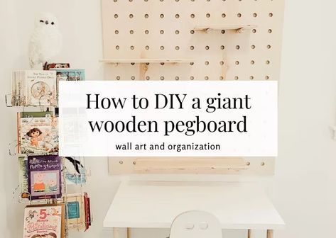 In DIY How to DIY a giant wooden pegboard Creating this giant wooden pegboard was so much fun (even though it’s pretty chilly outside!). This DIY is completely customizable, you pick the overall size, the size of pegs, the size and number of shelves, paint/stain, etc. Once you decide on how you want the final product to look, then you can get busy and it’s so easy with a few helpful tools. I’m going to show and tell you how to DIY a giant wooden pegboard, for… Board And Batten Accent Wall, Batten Accent Wall, Desk Makeover Diy, Wooden Pegboard, Mother Daughter Projects, Three Season Room, Diy Accent Wall, Diy Entryway, Door Repair