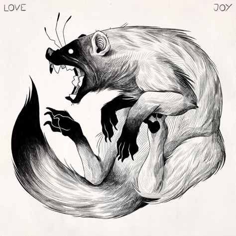 Evan Lovejoy Art Honey Badger Tattoo, Badger Tattoo, Wolverine Tattoo, Wolverine Animal, Dog Design Art, Creepy Animals, Scary Drawings, Wolverine Art, Honey Badger