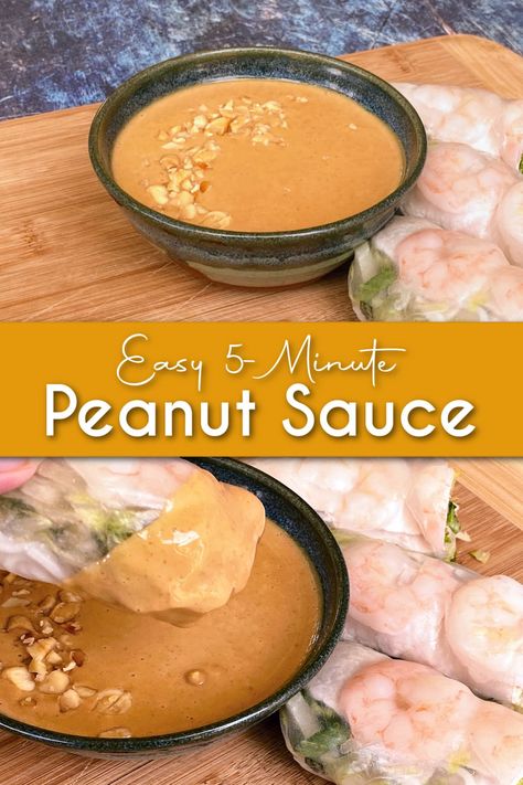 Savory, sweet, and silky smooth, this easy Thai-style Peanut Sauce recipe is perfect for fresh rolls, rice bowls, stir-fry, noodles, salads, and satay. Simple 5-minute prep. Sweet Peanut Sauce, Peanut Satay Sauce Recipe, Satay Sauce Recipe Easy, Peanut Sauce Thai, Chinese Sauce Recipe, Potato Bowl Recipe, Satay Sauce Recipe, Chinese Sauce, Peanut Satay Sauce