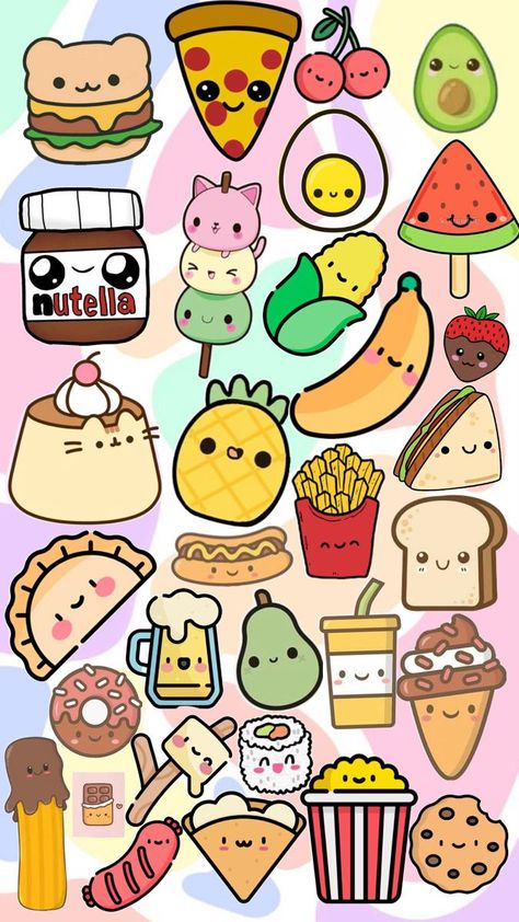 Pusheen Cute, Kawaii Clipart, Cute Easy Doodles, Tanah Liat, Cute Food Drawings, Christmas Card Art, Bullet Journal Design Ideas, Easy Doodles Drawings, Food Stickers