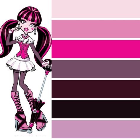 Monster High Color Palette: A Complete Guide Draculaura Color Palette, Monster High Color Palette, Naevis Calling, Monster High Room, Draculaura Aesthetic, Monster High School, Wolf Colors, Monster High Pictures, Pet Sweaters