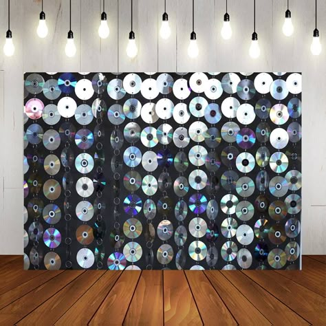 Music Theme Homecoming, Cd Backdrop, Music Birthday Party Decorations, Rock Star Party Decorations, Disco Party Backdrop, Festa Rock Roll, Music Party Decorations, 50s Theme Parties, Disco Theme Party