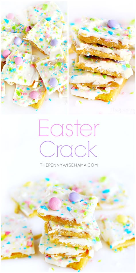 Cracker Toffee Recipe, Easter Bark, Saltine Cracker Toffee, Easter Deserts, Saltine Cracker, Saltine Toffee, Easter Party Food, Easy Easter Treats, Cracker Toffee