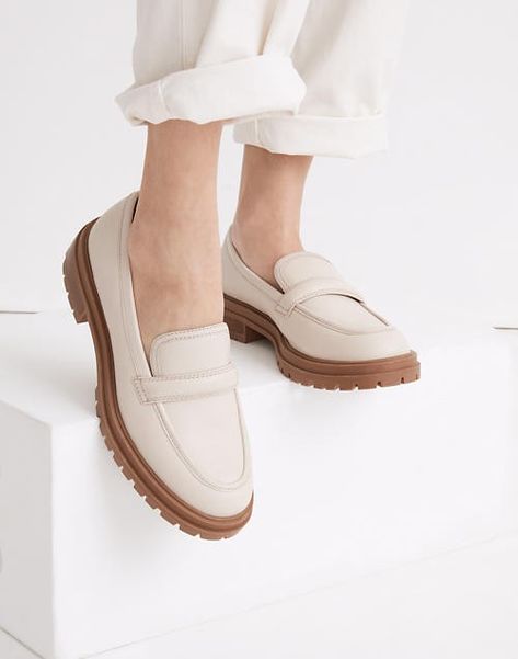 Lugsole Loafer, Madewell Loafers, White Loafers, Loafers Outfit, Comfortable Loafers, Chunky Loafers, Madewell Shoes, Loafers Style, Harvest Moon