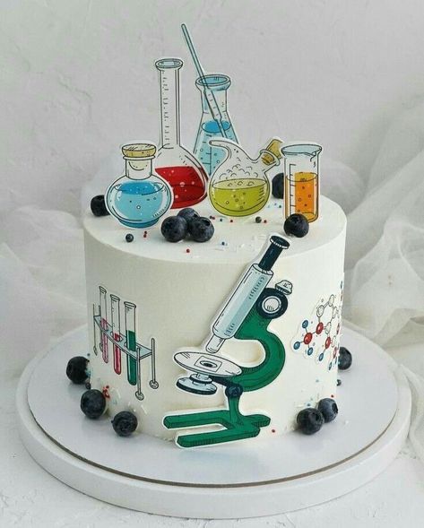 Graduation Cake Chemistry, Science Themed Cake, Chemistry Cake Ideas, Scientist Birthday Cake, Science Cake Ideas, Biology Cake, Science Cupcakes, Chemistry Cake, Science Cake