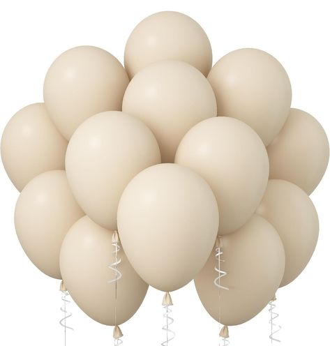 Beige Birthday Theme, Cream Balloons, Woodland Party Decorations, Balloons Wedding, Anniversary Party Decorations, Balloon Ribbon, Round Balloons, Balloon Kit, Baby Shower Decorations For Boys