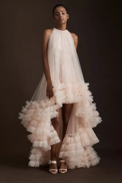 Tulle Outer, Long Maxi Gowns, Blush Pink Wedding Dress, Tulle Party Dress, Blush Wedding Dress, Bright Dress, Pink Wedding Dresses, Statement Dress, Black Tulle