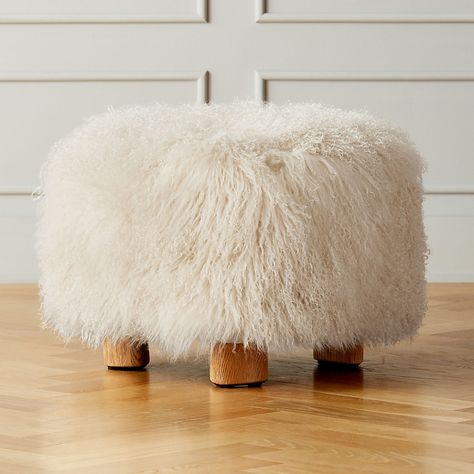 In-Stock Furniture: Ready-to-Ship Modern Sofas, Dining Tables & More | CB2 Linen Ottoman, Sheepskin Chair, Accent Stools, Modern Ottoman, Ottoman Design, Tufted Ottoman, Leather Pouf, Leather Ottoman, Pouf Ottoman