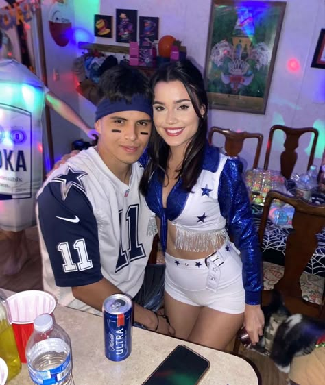 Dallas Cowboy And Cheerleader Costume, Raiders Cheerleaders Costume, Football Player And Cheerleader Couple Costume, Football And Cheerleader Couples Costume, Dallas Cowboys Cheerleaders Costume Couple, Dallas Cowboys Couple Costume, Football Player And Cheerleader Costume, Cheerleader And Football Player Costume, Cheerleader And Football Player Couple