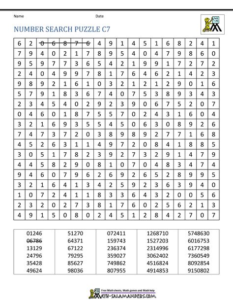 Number Search Puzzles, Christmas Multiplication Worksheets, Math Worksheets For Kids, Printable Multiplication Worksheets, Number Search, Visual Perception Activities, Number Puzzle, Fun Math Activities, Printable Math Worksheets