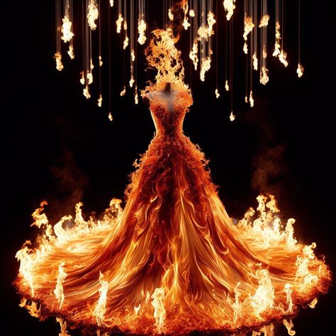 Fire Queen Dress, Fire Elemental Female, Cursed Necklace, Lava Dress, Fire Queen, Yoga Meditation Space, Character Moodboard, Villain Dresses, Fire Dress