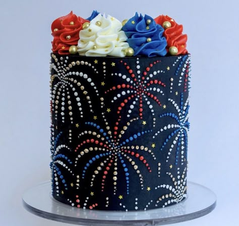 Fireworks Cake, Creative Cake Designs, Patriotic Cake, Fourth Of July Cakes, 4th Of July Cake, Patriotic Desserts, July Desserts, 4th Of July Desserts, Dessert Decoration