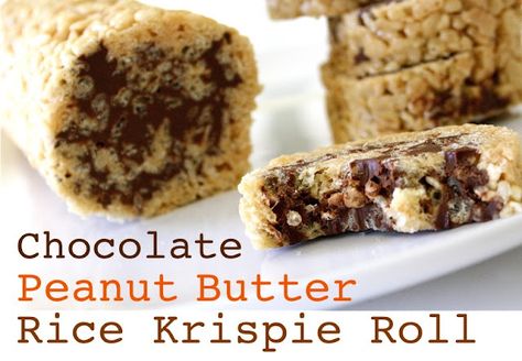 Chocolate Peanut Butter Rice Krispie Roll - MADE EVERYDAY Rice Krispie Roll, Rice Syrup, Chocolate Peanutbutter, Cereal Treats, Rice Krispy, Butter Rice, Roll Cookies, Butterscotch Chips, Rice Crispy Treats