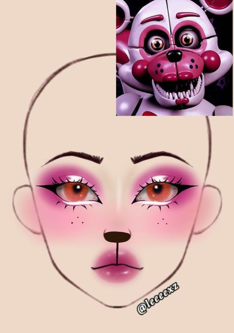 Fnaf Makeup, Funtime Freddy, Anime Eye Makeup, Anime Cosplay Makeup, Makeup Drawing, Anime Makeup, Makeup Face Charts, Face Paint Makeup, Graphic Makeup