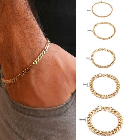 Boys Bracelets, Mens Chain Bracelet, Bracelets Bangle, Bangle Gold, Link Chain Bracelet, Jewelry Simple, Men's Bracelet, Unisex Bracelets, Bracelet For Men