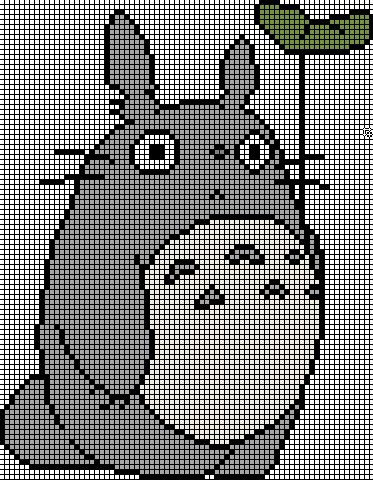 just because its totoro c: Totoro Alpha Pattern Front And Back, Totoro Pixel Pattern, Pixel Art Pattern Totoro, Crochet Tapestry Totoro, Totoro Crochet Grid, Studio Ghibli Crochet Graph, Totoro Graph, Totoro Grid Pattern, Totoro Pixel Grid