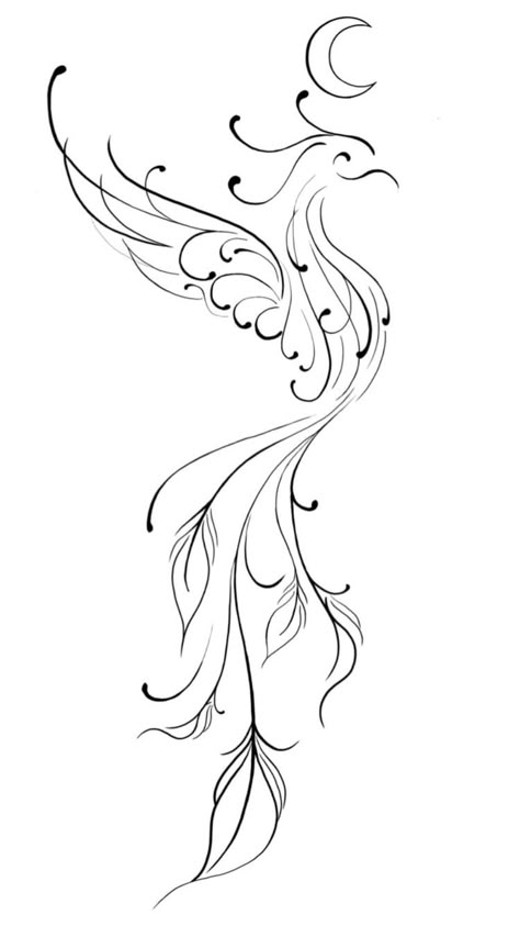 Fineline Phoenix Tattoo, Phoenix Tattoo Design Feminine, Black And White Rose Tattoo, Phoenix Tattoo Feminine, Small Phoenix Tattoos, Phoenix Tattoos, Inspirational Tattoo, Phoenix Tattoo Design, Spine Tattoos For Women