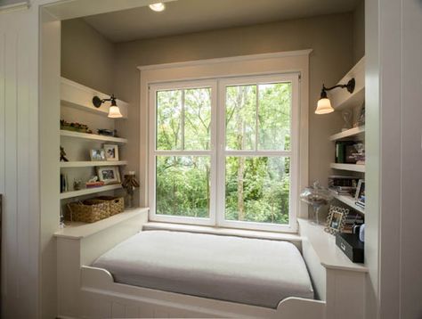 ideas for reading nooks | ... beneath the stairs is the ideal spot to create a cozy reading area Alcove Bed, Bed Nook, Window Nook, Comfy Reading, Bedroom Nook, Bedroom Traditional, Built In Bed, Nook Ideas, Window Bed