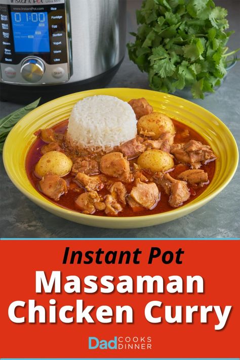 Instant Pot Massaman Chicken Curry | DadCooksDinner.com #InstantPot #InstantPotRecipe #PressureCooker #PressureCookerRecipe @InstantPotOfficial Massaman Curry Chicken, Chicken Massaman, Chicken Massaman Curry, Massaman Curry, Pressure Cooker Chicken, Healthy Instant Pot Recipes, Curry Chicken Recipes, Indian Snack Recipes, Instant Pot Pressure Cooker