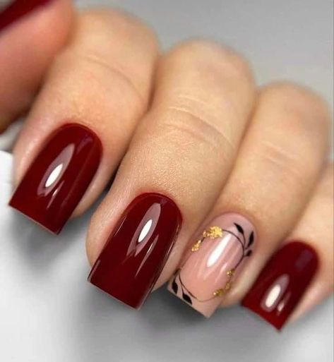 Red Wine Nails Design Burgundy, Wine Fall Nails, Red Wine Nails Design, Maroon Fall Nails, Dark Red Shades, Art With Leaves, Trendy Art Ideas, Nails School, Pink Tip Nails