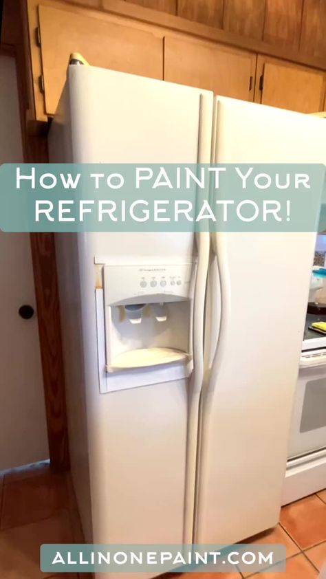 Can You Paint A Refrigerator, Painting Refrigerator Diy, Heirloom Paints, Painting Appliances, Best Cabinet Paint, Painting Hardware, Paint Refrigerator, White Refrigerator, Heirloom Traditions Paint