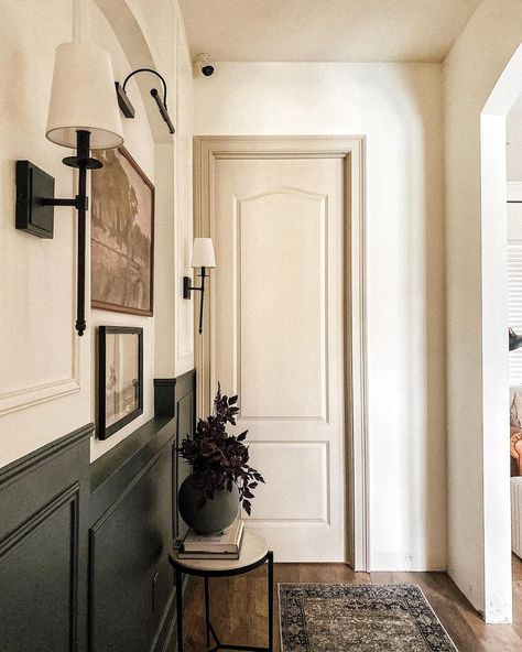 Tara’s Instagram profile post: “Why not make a hallway the best it can be? If it brings you joy to walk through it, then it was worth the effort. #hallwaydecor #hallway…” Tv Nook, Paint Color Inspiration, Interior Paint Colors, Painting Trim, Paint Colours, Door Color, Paint Colors For Home, Wood Work, Hallway Decorating