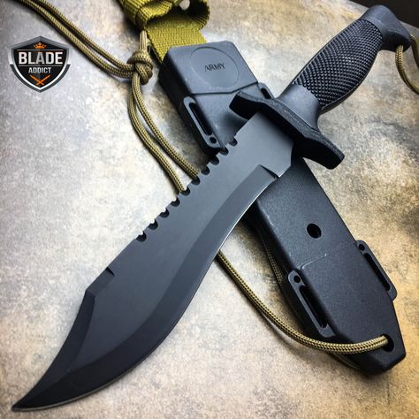 12" ARMY Hunting Fixed Blade Tactical Combat Survival Knife Military Bowie + CASE Trench Knife, Karambit Knife, Tactical Survival, Cool Knives, Fixed Blade Knife, Pocket Knives, Hunting Knife, Knife Making, Survival Gear