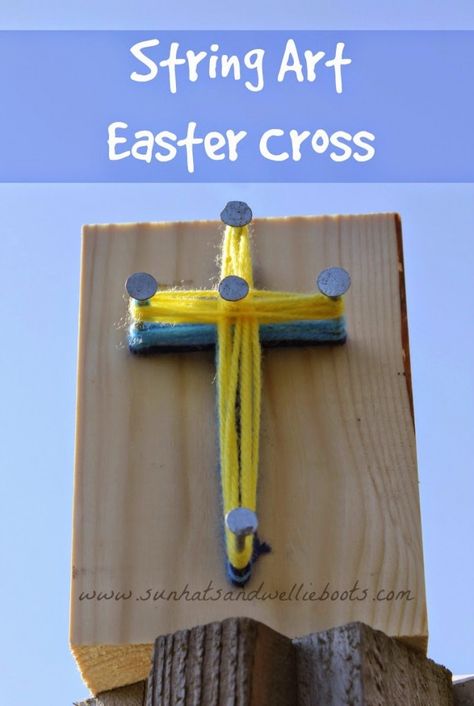 Cross Activities For Kids, Easter String Art, Palm Sunday Crafts, Easter Sunday School, Easter Crafts For Toddlers, Easter Crafts For Adults, Bible School Crafts, Christian Crafts, Cross Crafts