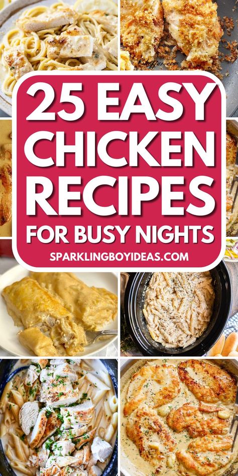 Explore our easy chicken recipes, perfect for family dinners! Dive into a world of easy chicken dinner ideas, like baked chicken, roasted chicken, grilled chicken, chicken casserole, and chicken pasta recipes. Our easy family dinner ideas are both delicious and easy to make, making them the best high-protein meals for families. From protein-packed family meals to one-pot chicken dinners, these healthy chicken dinners for families are sure to be crowd-pleasers. So try these cheap, easy meals. Chicken For Supper Ideas, Easy Yummy Chicken Dinners, Easy Dinners For Families Chicken, Easy Chicken Recipes For One, Ideas For Chicken Breast Easy Recipes, Easy Delicious Chicken Dinners, Fast Dinner Recipes Quick Meals Chicken, Easy Chicken Dinner Ideas For Family, Easy Dinner Ideas For Two Chicken