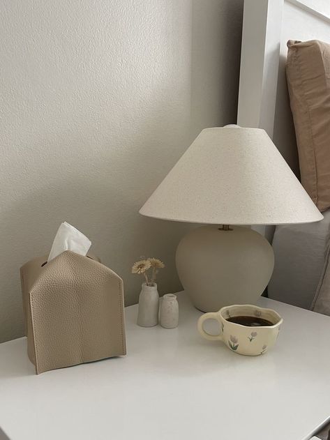 Beige Neutral Aesthetic Leather Tissue Box Cover | Amazon Home Finds | Home Decor | Kmart Table Lamp | Handmade ceramic coffee mug tea cup | Stylish Home Interiors | Beige Neutral Aesthetic, Leather Tissue Box Cover, Office Beige, Amazon Home Finds, Home Finds, Neutral Aesthetic, Organization Decor, Car Office, Tissue Box Cover